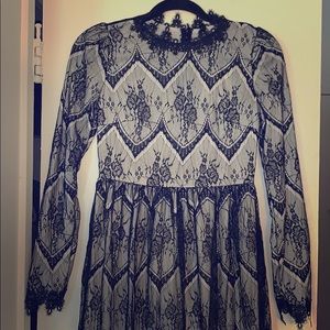 Gorgeous One-of-kind Black Lace Long-Sleeve Dress